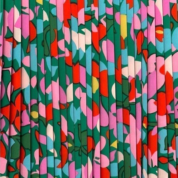 J Crew Green Floral Confetti Pleated Midi Skirt | Size 2 - Picture 3 of 6